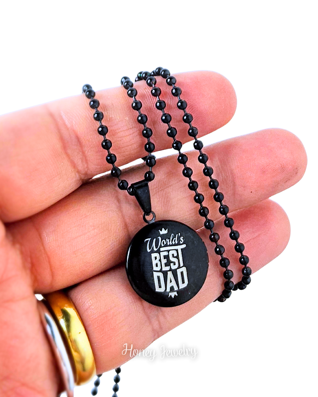 COLLAR RELICARIO REDONDO NEGRO - FOTO A COLOR