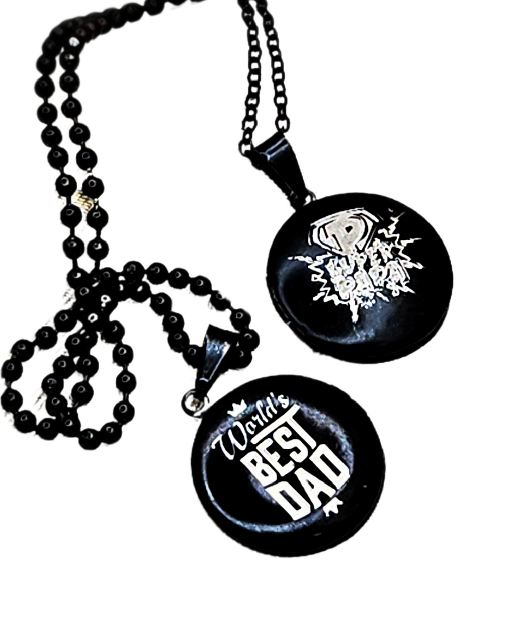 COLLAR RELICARIO REDONDO NEGRO - FOTO A COLOR