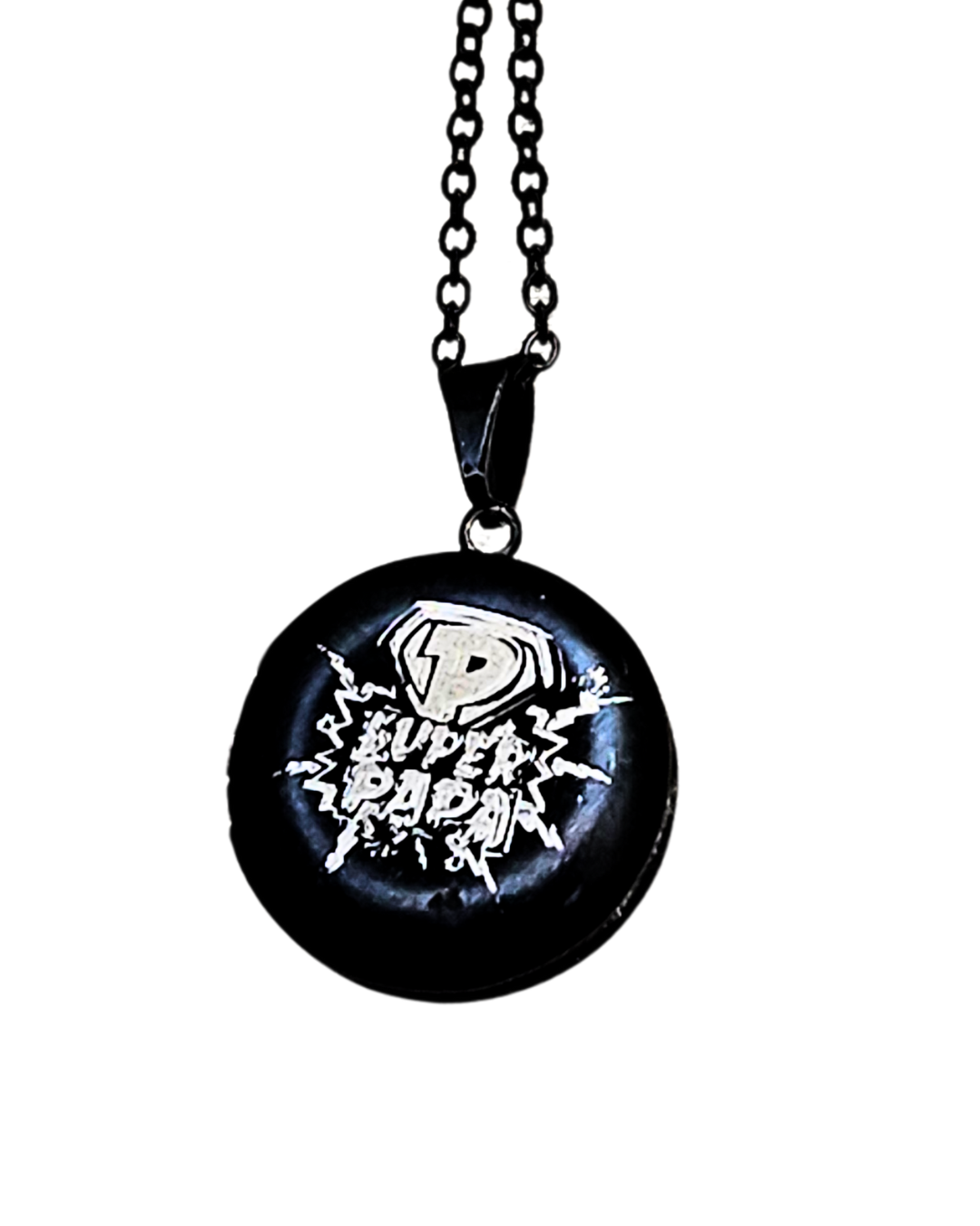 COLLAR RELICARIO REDONDO NEGRO - FOTOGRABADO LASER