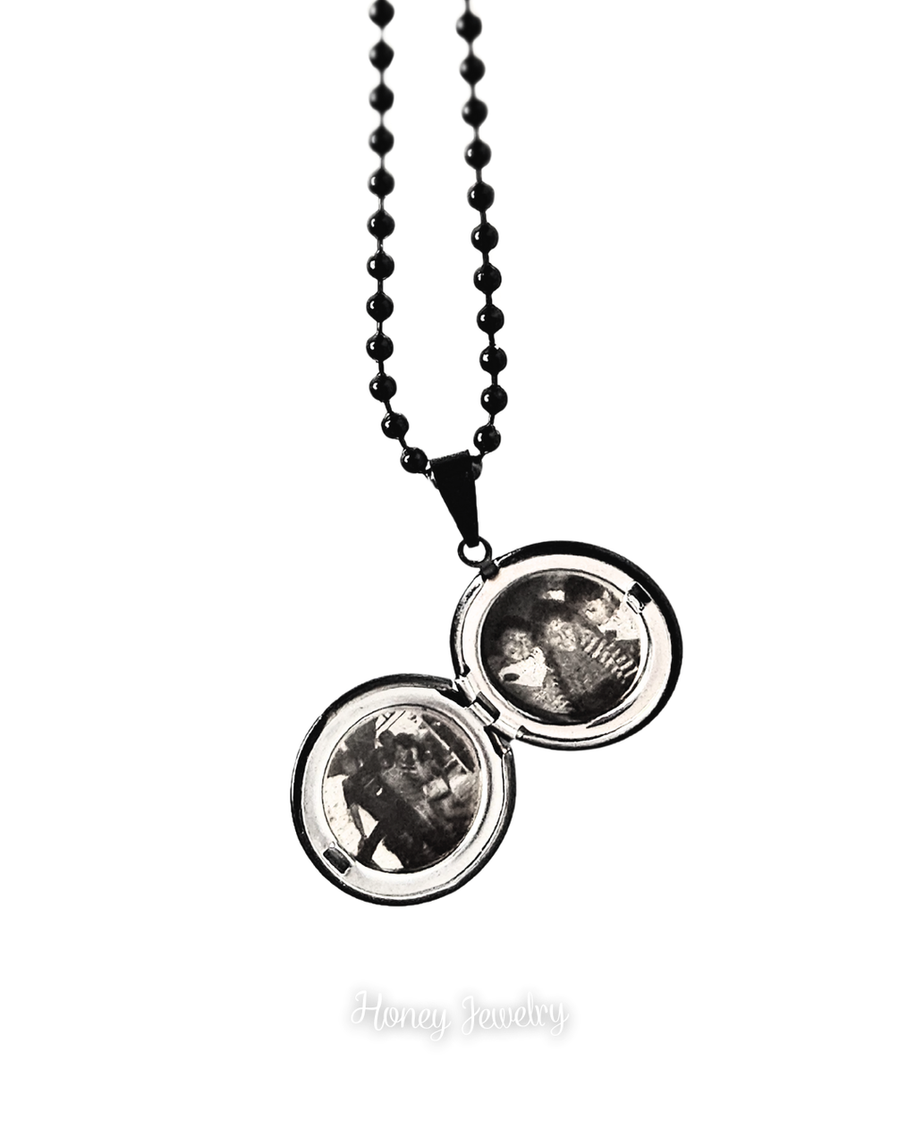 COLLAR RELICARIO REDONDO NEGRO - FOTOGRABADO LASER
