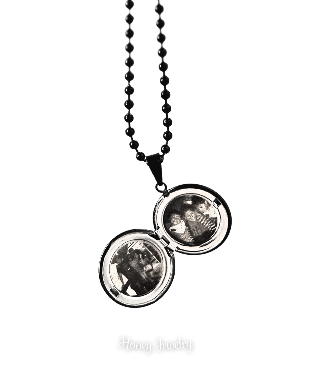 COLLAR RELICARIO REDONDO NEGRO - FOTOGRABADO LASER