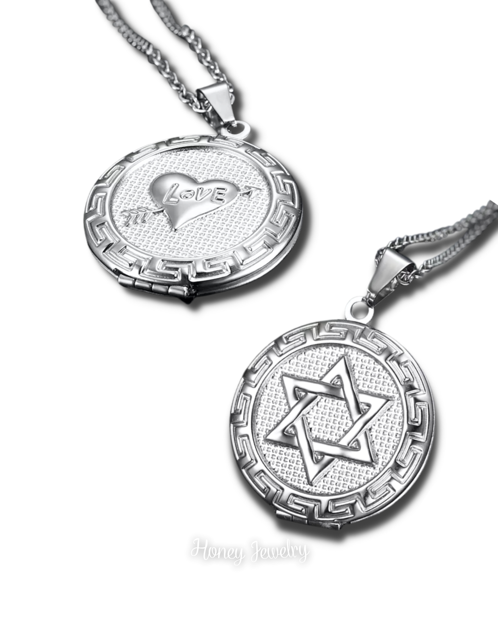 Star of David Reliquary Necklace + Love Heart