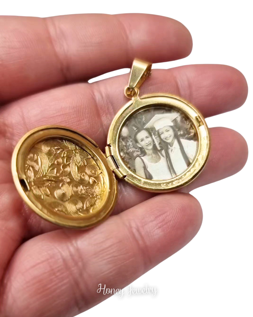 Ronde medaillonketting met bloemen