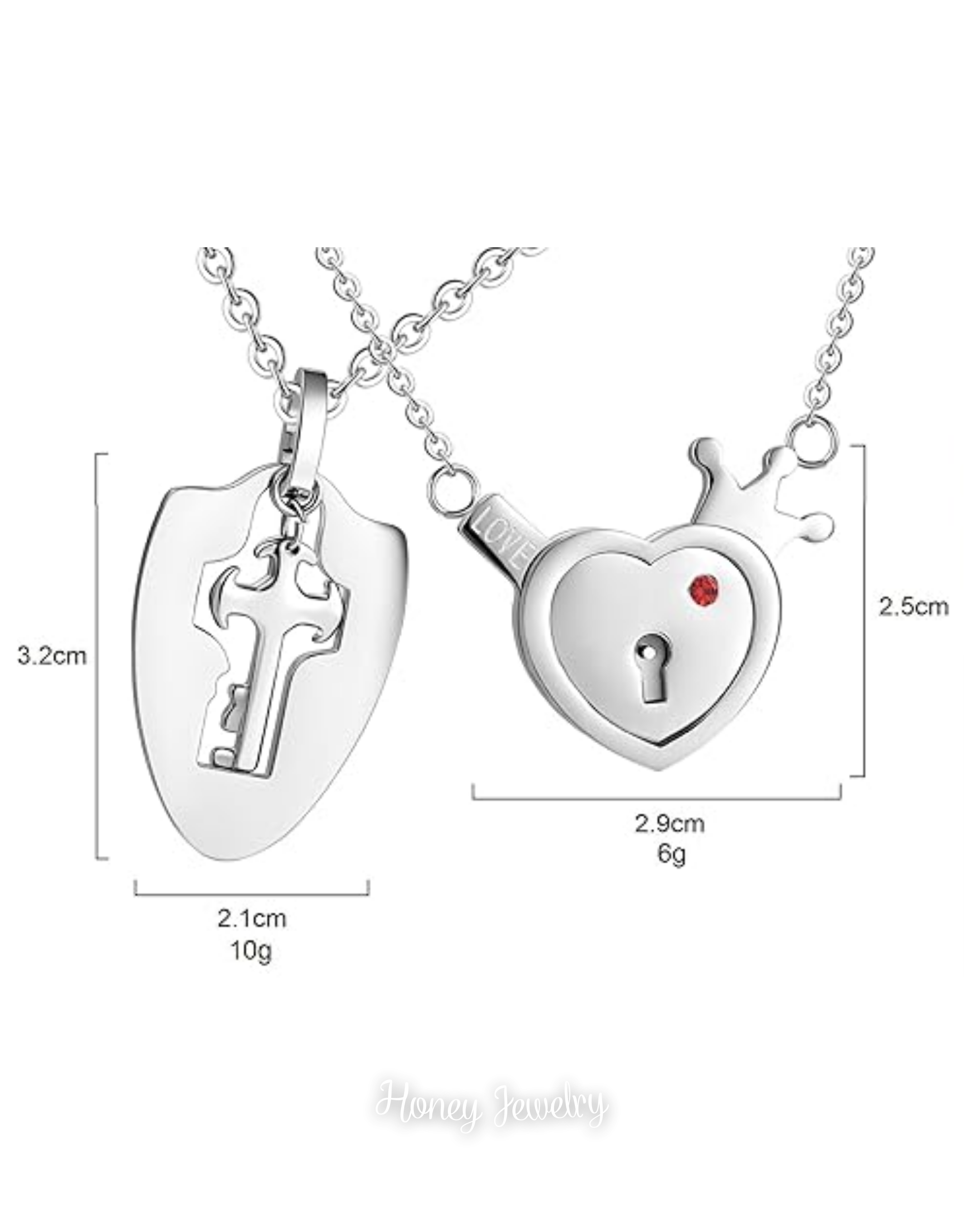 JUEGO DE COLLARES CANDADO CORAZÓN Y PLACA LLAVE