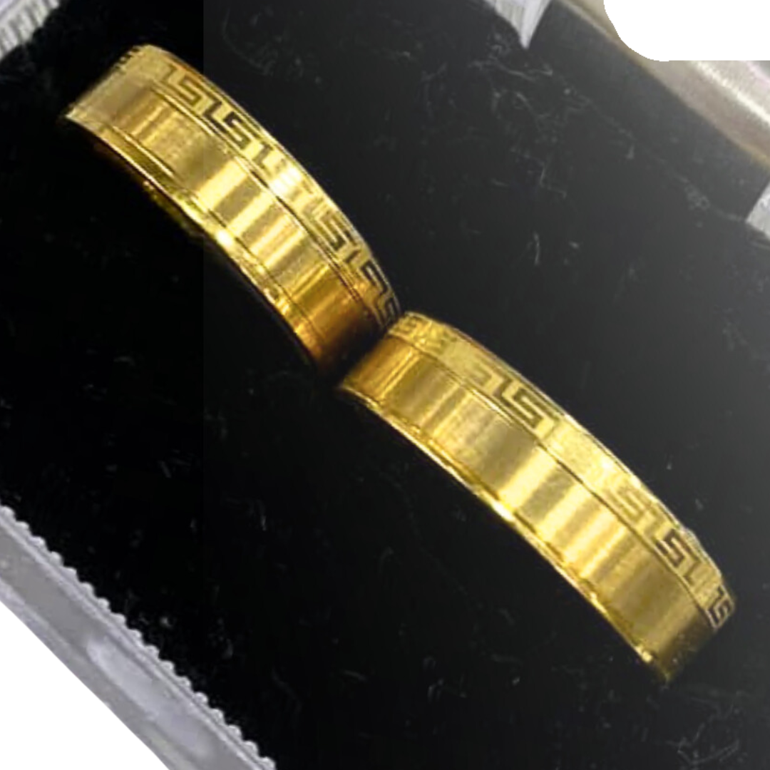 DUO DE ANILLOS PARA PAREJA DISEÑO TRIBAL