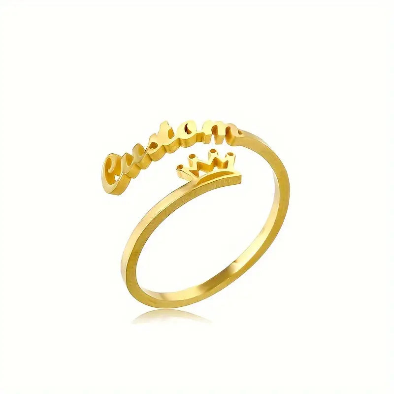 ANILLO CON NOMBRE Y CORONA