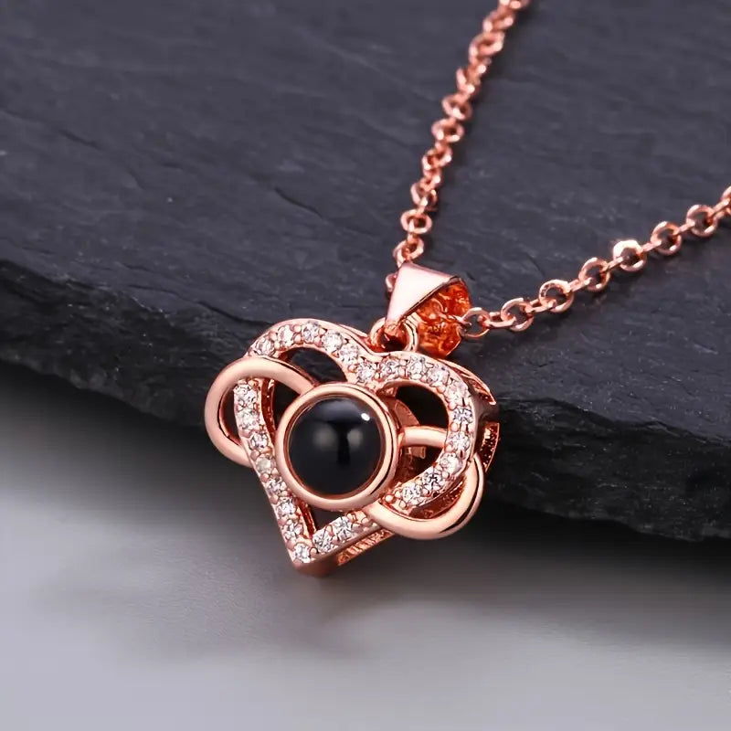 PRE ORDEN - COLLAR CORAZON INFINITO CIRCONES CON FOTO PROYECCION