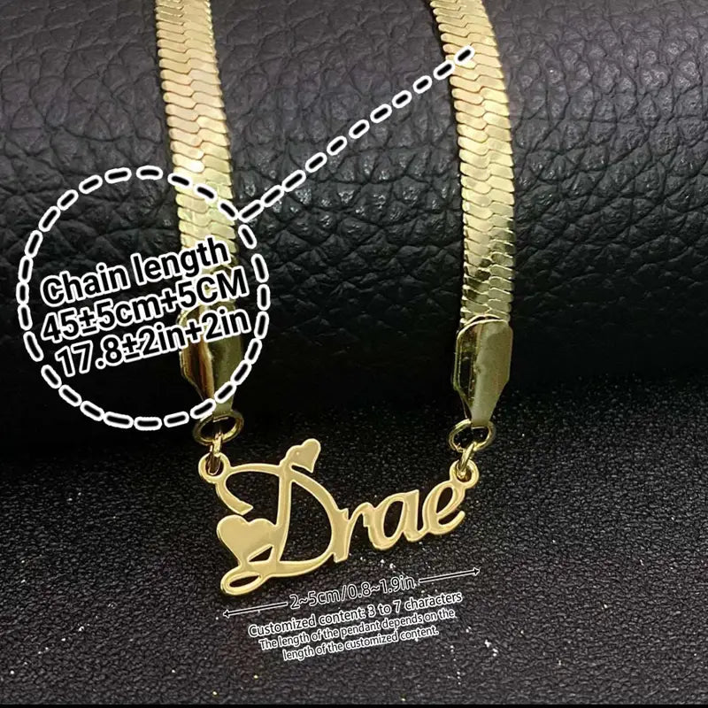COLLAR CON NOMBRE CORAZONES CON CADENA TIPO SERPIENTE