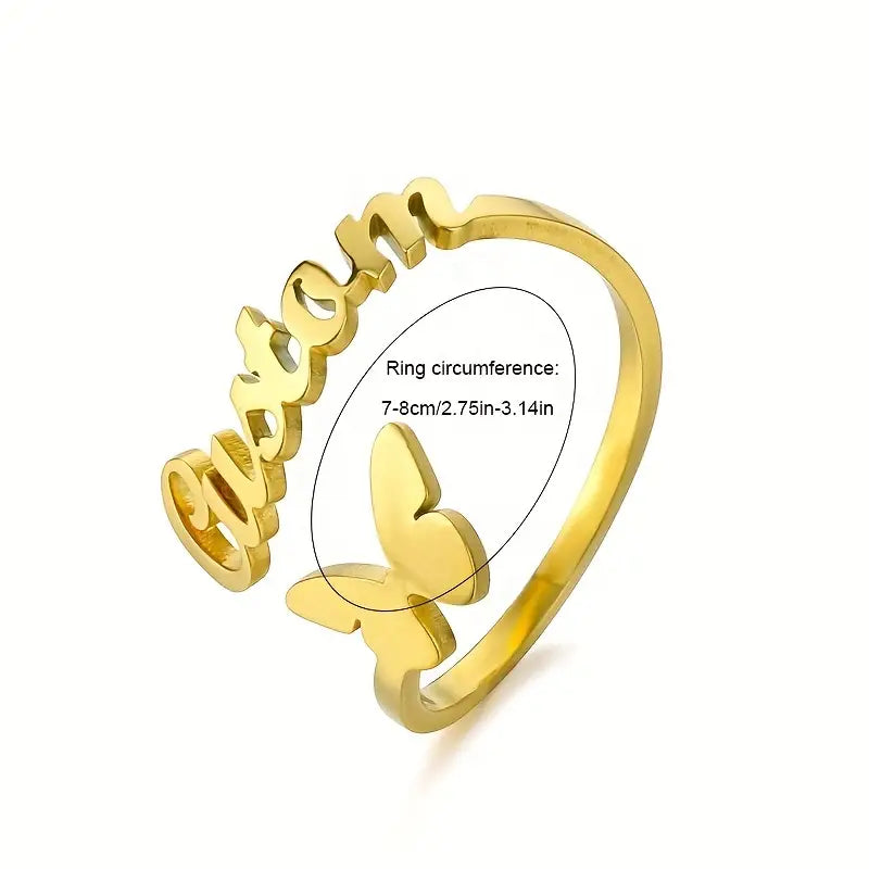 ANILLO CON NOMBRE Y MARIPOSA