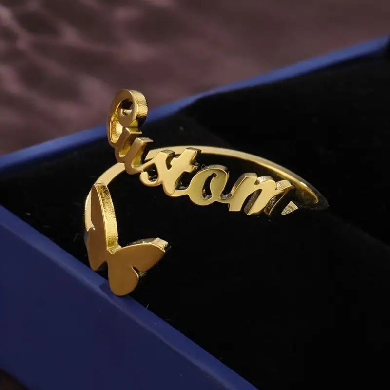 ANILLO CON NOMBRE Y MARIPOSA