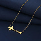 COLLAR CON NOMBRE Y CRUZ HORIZONTAL