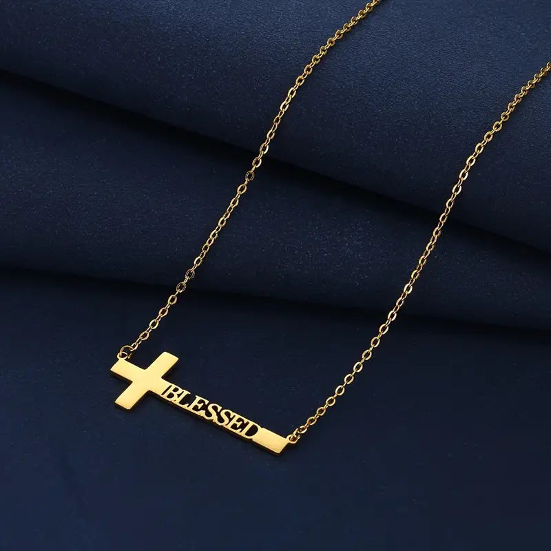 COLLAR CON NOMBRE Y CRUZ HORIZONTAL