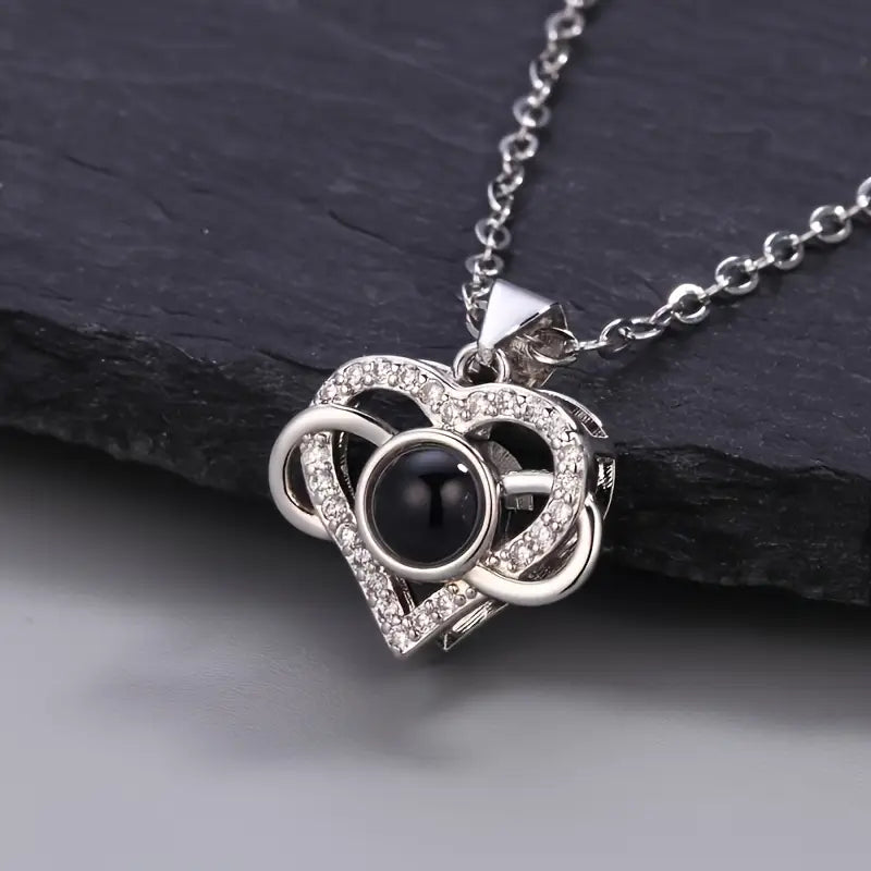 PRE ORDEN - COLLAR CORAZON INFINITO CIRCONES CON FOTO PROYECCION