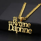 COLLAR CON NOMBRE DOBLE LINEA CON CORONA + CADENA GRUESA