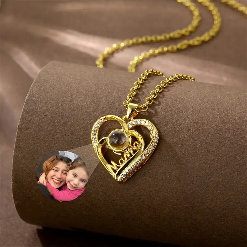 PRE ORDEN - COLLAR CORAZÓN PRA MAMÁ CON FOTO PROYECCION