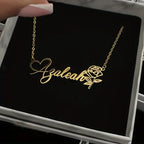 COLLAR CLASICO CON NOMBRE CORAZON Y ROSA