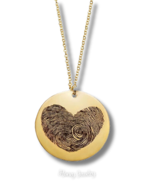 Love footprints necklace - round plate