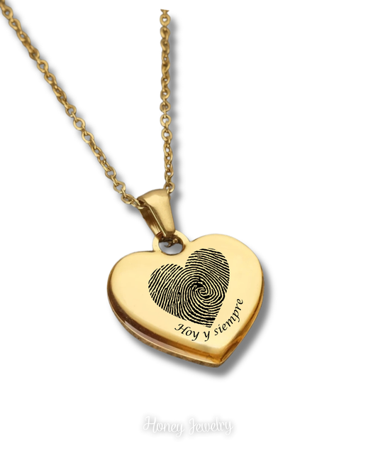 Fingerprint necklace - heart plate