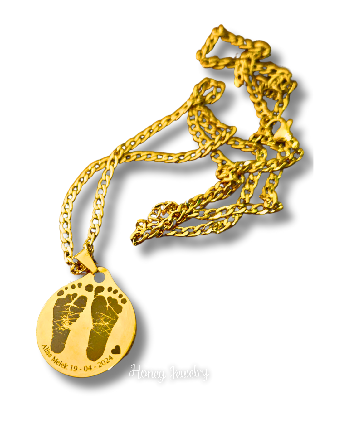 Baby footprints necklace - round plate