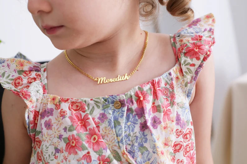 COLLAR CON NOMBRE PARA BEBE Y NIÑOS CON CADENA GRUESA