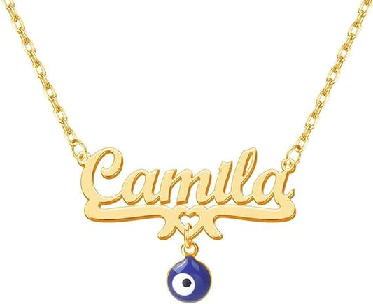 Classic Name Necklace with Turkish Eye