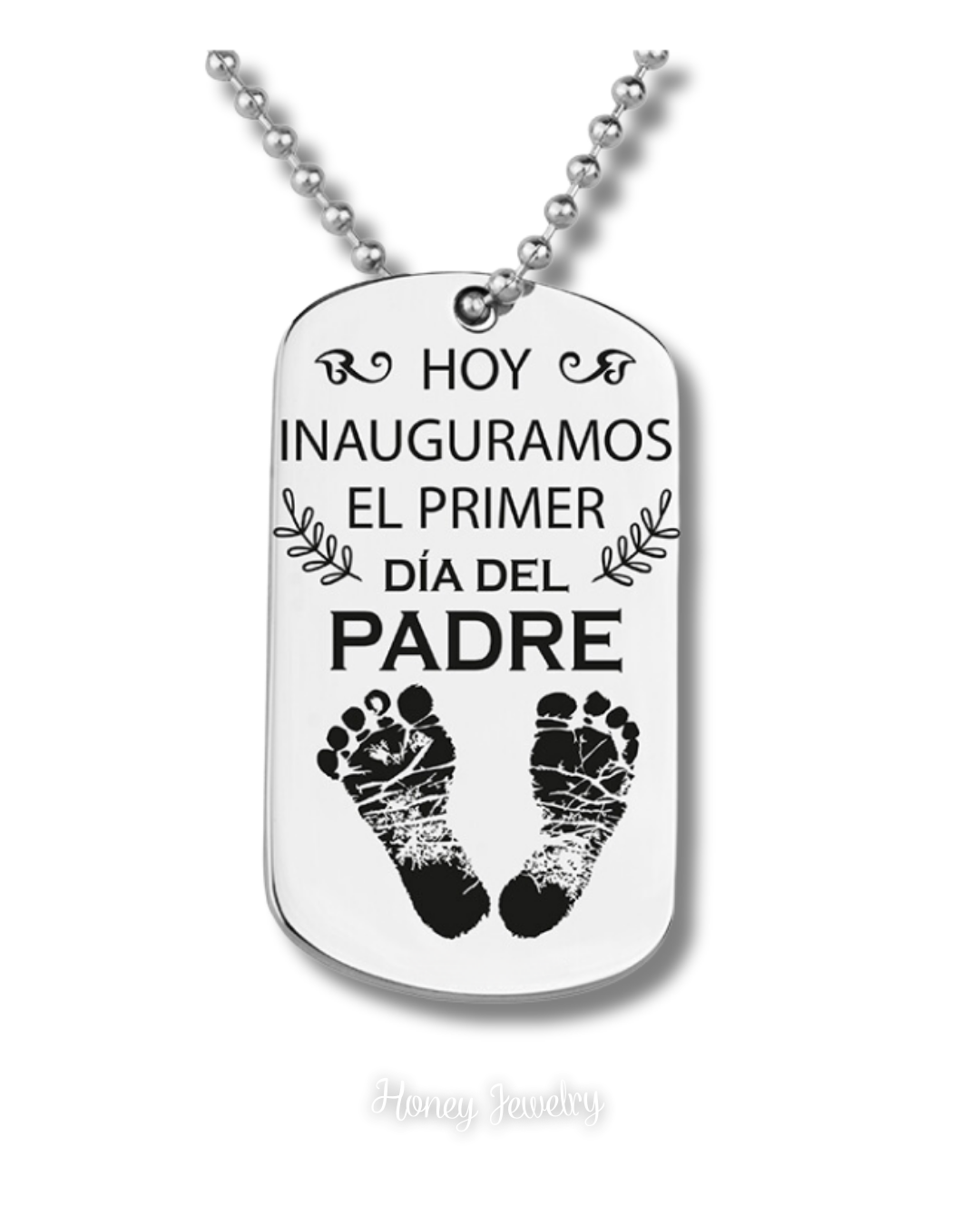 COLLAR PLACA MILITAR CON HUELLAS DE TU BEBE