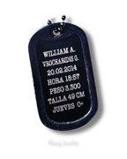 COLLAR PLACA MILITAR CON HUELLAS DE TU BEBE