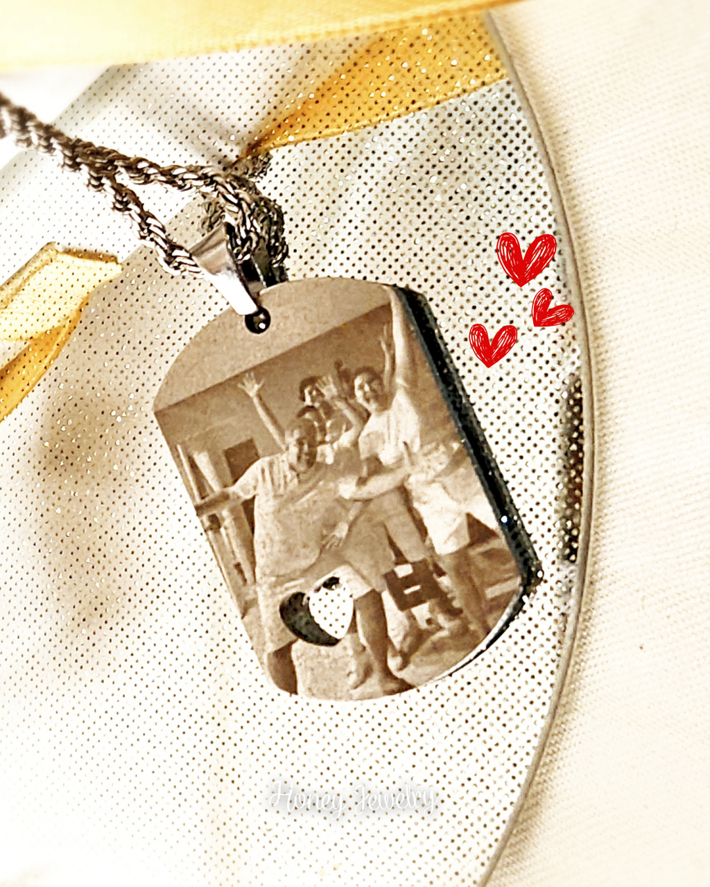 Foto-geëtste plaatketting