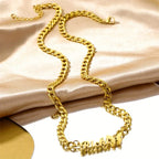 COLLAR CON NOMBRE + MARIPOSA + CADENA GRUESA