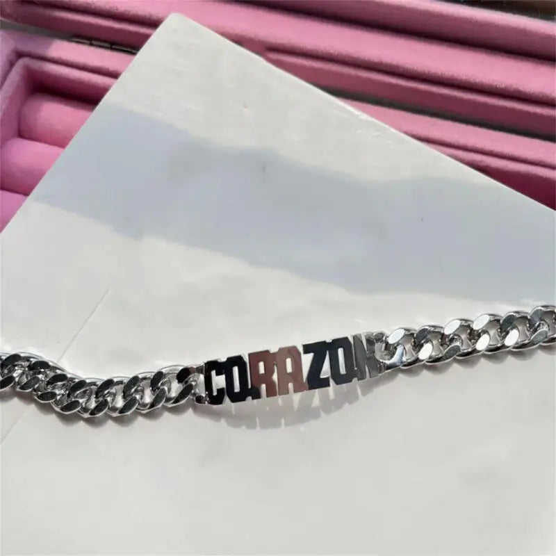 PULSERA CON NOMBRE CADENA TIPO CUBANA