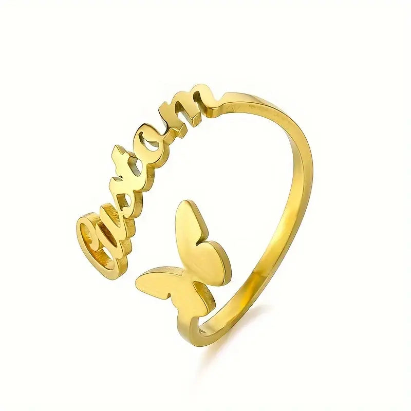 ANILLO CON NOMBRE Y MARIPOSA