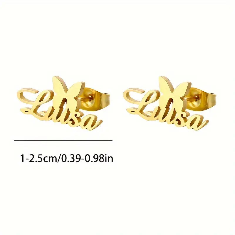 ARETES CON NOMBRE Y MARIPOSA