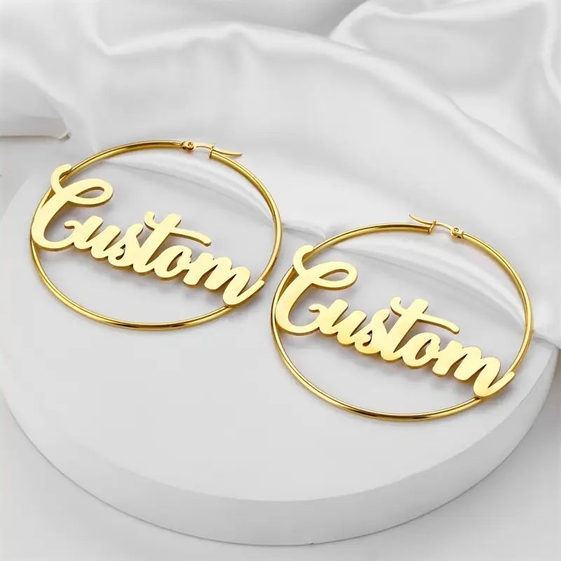 ARETES HOOPS CON NOMBRE