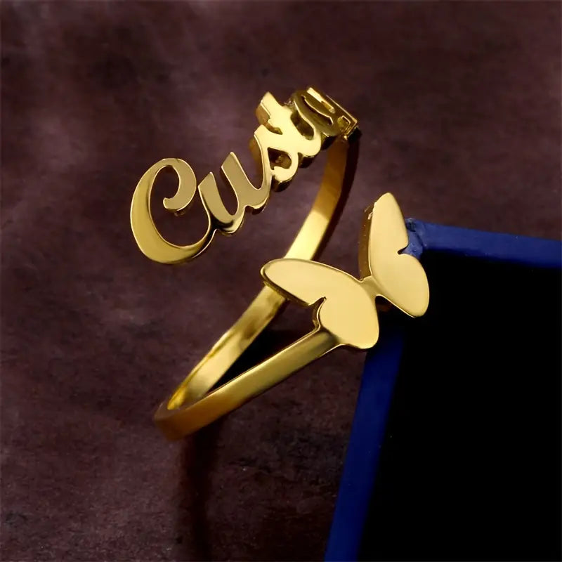 ANILLO CON NOMBRE Y MARIPOSA