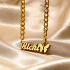 COLLAR CON NOMBRE + MARIPOSA + CADENA GRUESA