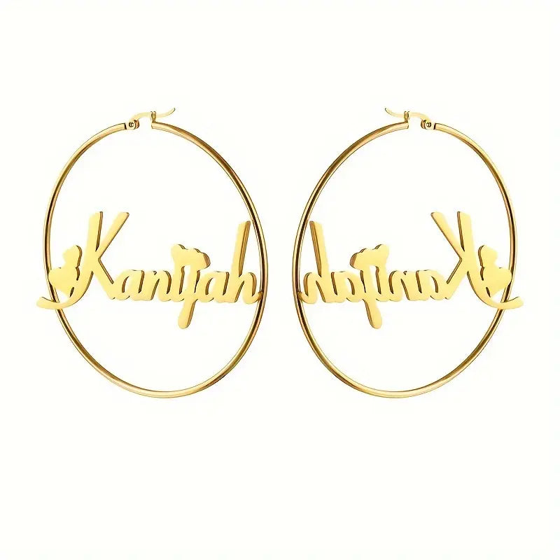 ARETES HOOPS CON NOMBRE Y CORAZONES