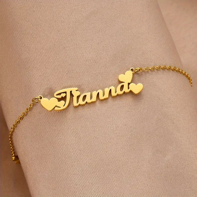 PULSERA CON NOMBRE CORAZONES