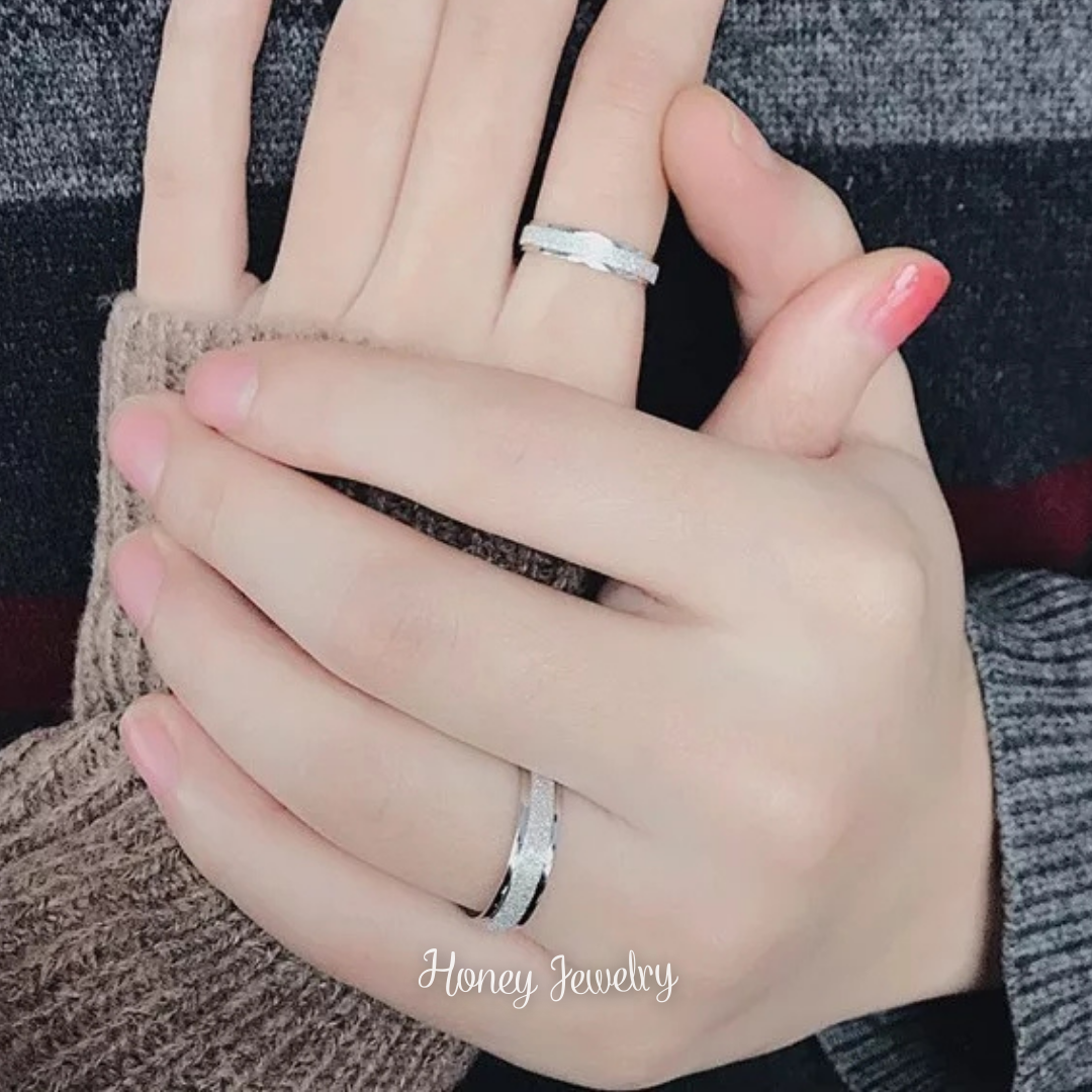 DUO DE ANILLOS PARA PAREJA ESCARCHADOS - ULTIMAS TALLAS