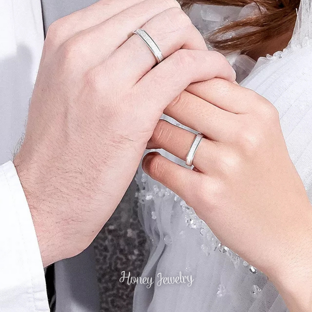 DUO DE ANILLOS PARA PAREJA ESCARCHADOS - ULTIMAS TALLAS