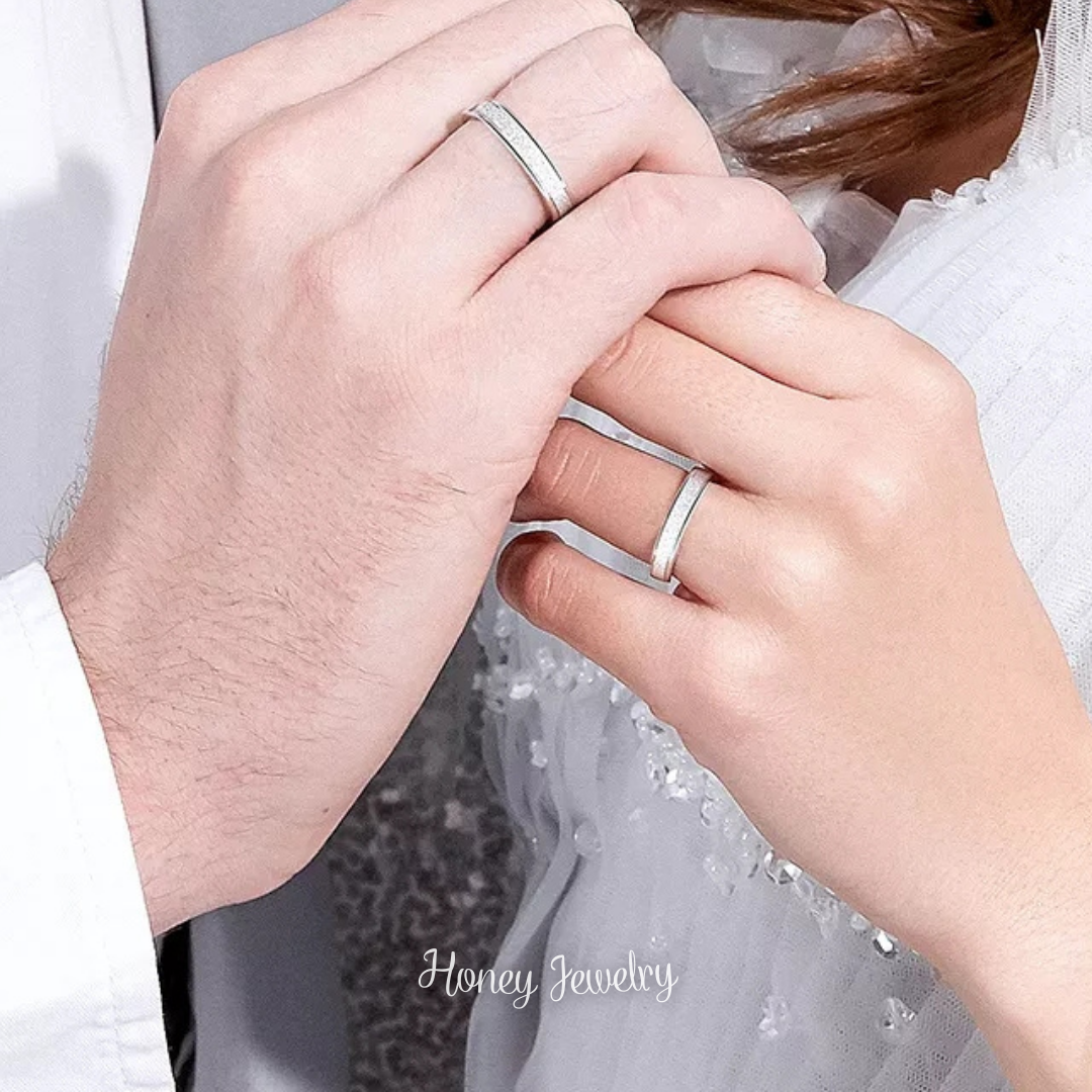 DUO DE ANILLOS PARA PAREJA ESCARCHADOS - ULTIMAS TALLAS