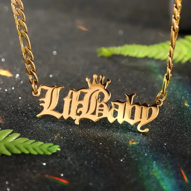 Herenketting met naam in hoofdletters en dikke ketting