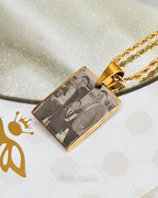 Rechthoekige plaathalsketting met hematiet