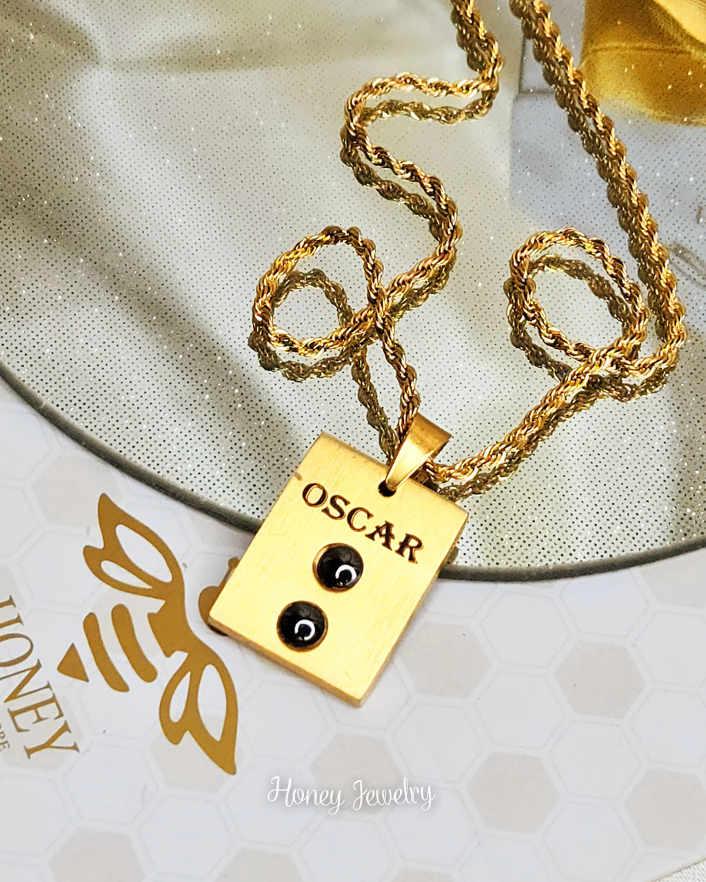 Rechthoekige plaathalsketting met hematiet