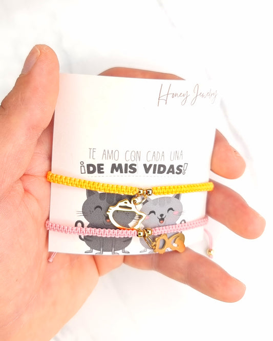 Pulsera para pareja gatitos