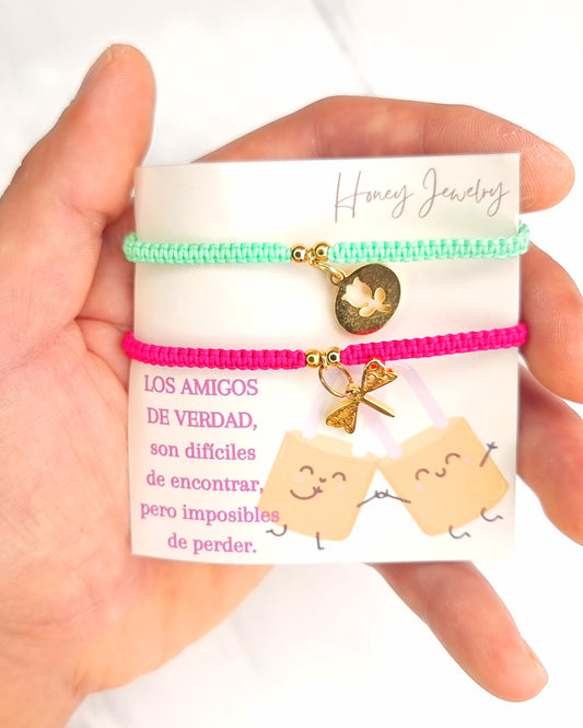 Pulsera para pareja tulipán y libélula